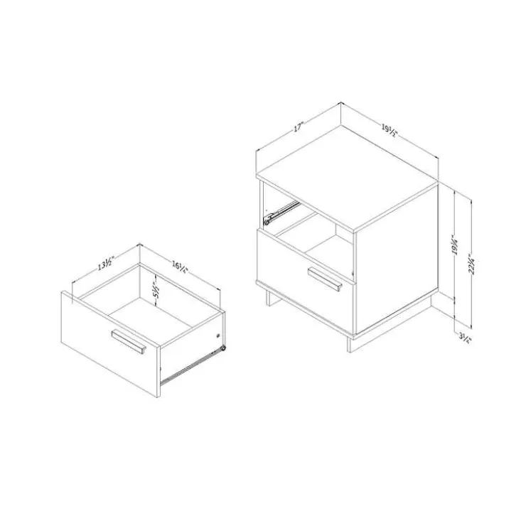 Meubles South Shore Nightstand With 2 Drawers - South Shore Pure White Sale