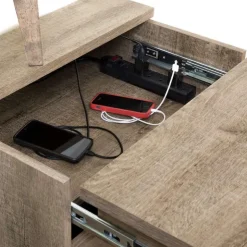 Meubles South Shore Nightstand with Charging Station - South Shore WEATHERED OAK