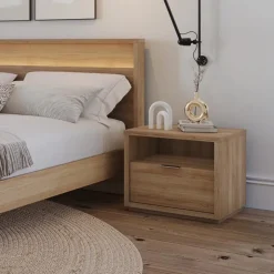 Nexera Nightstand with 1-Drawer - Brown Oak Online