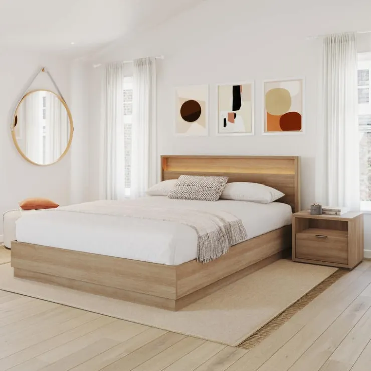 Nexera Nightstand with 1-Drawer - Brown Oak Online