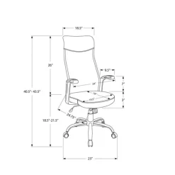 Monarch Office chair - executive / fixed armrests - adjustable height - grey fabric / - White Hot