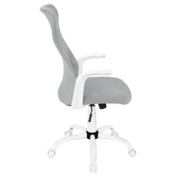 Monarch Office chair - executive / fixed armrests - adjustable height - grey fabric / - White Hot