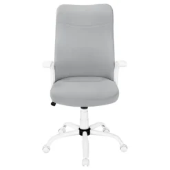 Monarch Office chair - executive / fixed armrests - adjustable height - grey fabric / - White Hot