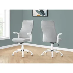 Monarch Office chair - executive / fixed armrests - adjustable height - grey fabric / - White Hot