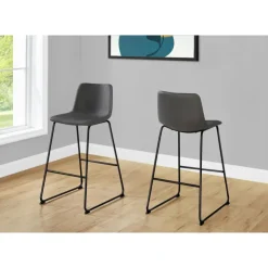 Monarch Office chair   standing desk / metal frame - curved backrest / grey leather-l - Dark Grey Clearance