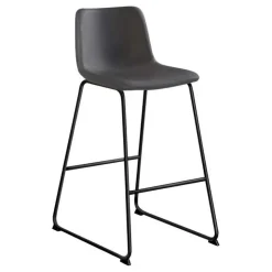 Monarch Office chair   standing desk / metal frame - curved backrest / grey leather-l - Dark Grey Clearance