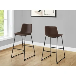 Monarch Office chair   standing desk / metal frame - curved backrest / leather- - Brown Clearance