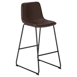 Monarch Office chair   standing desk / metal frame - curved backrest / leather- - Brown Clearance