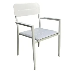Outdoor Aluminum Chair with Textilene Seat Beige Sale