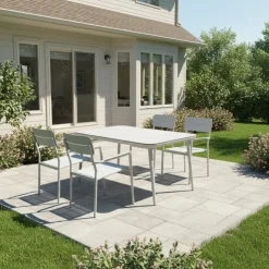 Outdoor Aluminum Chair with Textilene Seat Beige Sale