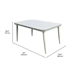 Outdoor Aluminum Dining Set with Tempered Glass Top and 6 Chairs Beige Outlet