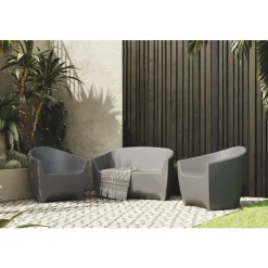 Meubles South Shore Outdoor Loveseat Dark Gray Best