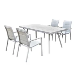 Outdoor Polywood and Aluminum Table with 4 Chairs BEIGE/GREY New