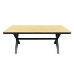 Outdoor Polywood and Aluminum Dining Table with Trestle Base Grey Outlet