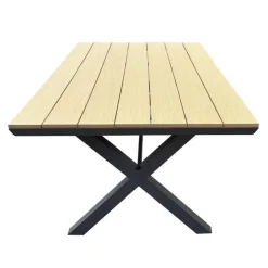 Outdoor Polywood and Aluminum Dining Table with Trestle Base Grey Outlet