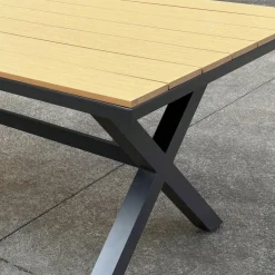 Outdoor Polywood and Aluminum Dining Table with Trestle Base Grey Outlet