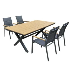 Outdoor Polywood and Aluminum Table with 4 Chairs Grey Online