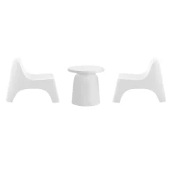 Outdoor Resin Conversation Set with 1 Accent Table and 2 Stackable Seats - White Best