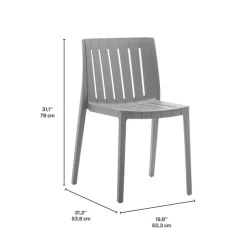 Outdoor Resin Dining Set with 1 Rectangular Table and 6 Stackable Chairs - Grey New
