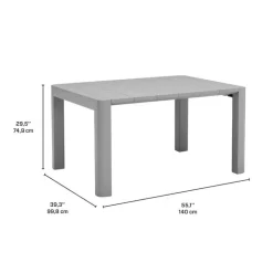 Outdoor Resin Dining Set with 1 Rectangular Table and 6 Stackable Chairs - Grey New