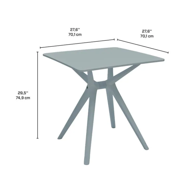 Outdoor Resin Dining Set with 1 Square Table and 4 Stackable Chairs - Grey Hot