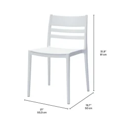 Outdoor Resin Stackable Chairs with Square Seat and Back (Set of 4) - White White 01 Hot