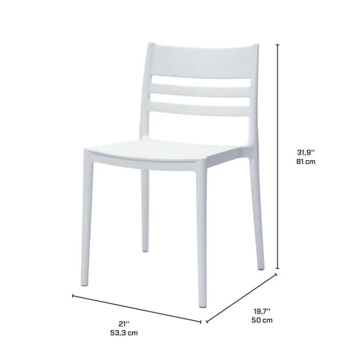 Outdoor Resin Stackable Chairs with Square Seat and Back (Set of 4) - White White 01 Hot