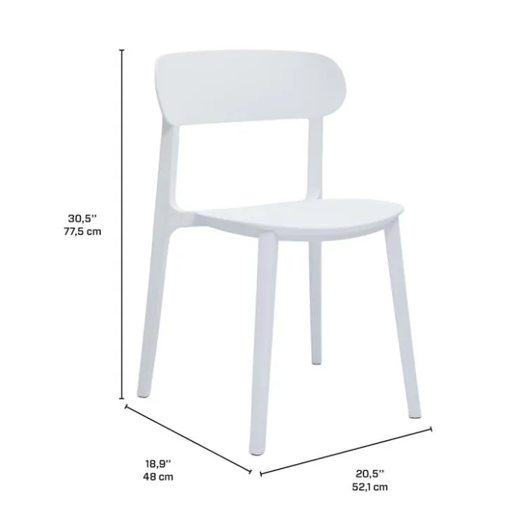 Outdoor Resin Stackable Chairs with Round Seat and Back (Set of 4) - White White 01 New