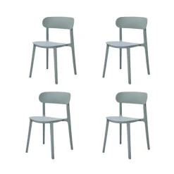 Outdoor Resin Stackable Chairs with Round Seat and Back (Set of 4) - Grey Light grey 43 Best