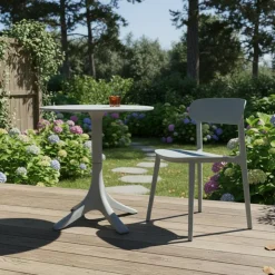 Outdoor Resin Stackable Chairs with Round Seat and Back (Set of 4) - Grey Light grey 43 Best