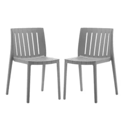 Outdoor Resin Stackable Chairs (Set of 2) - Grey New