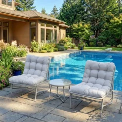 Outdoor Steel Conversation Set with Coffee Table - 3 pcs, Grey Sale