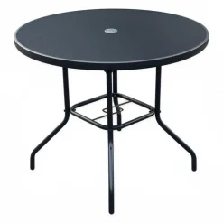 Outdoor Steel Round Dining Table Black Discount