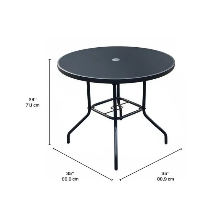 Outdoor Steel Round Dining Table Black Discount