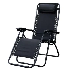 Outdoor Textilene Zero Gravity Folding Chair – Black Black frame/ Black fabric Hot