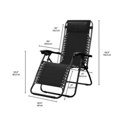 Outdoor Textilene Zero Gravity Folding Chair – Black Black frame/ Black fabric Hot