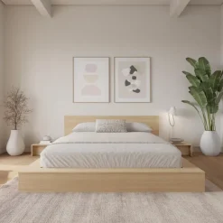 Nexera 4-Piece King Low Platform Bedroom Set (78") - Blonde oak