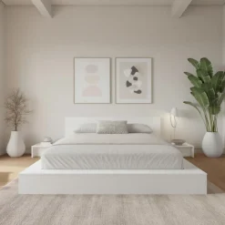 Nexera 4-Piece King Low Platform Bedroom Set (78") - White wood grain Hot