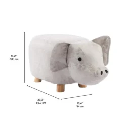 Piglet-Shaped Kids Pouf – 13.4" x 23.22" x 14.2" Beige Clearance
