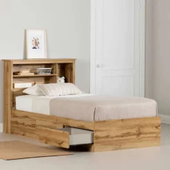 Meubles South Shore Platform Bed with Storage and Bookcase Headboard (54") - South Shore Brown Best