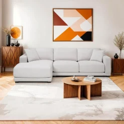 Sofa By Fancy Plushy Sectional with Left-Side Chaise GREIGE Outlet