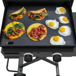 CHARBROIL Portable Propane Gas Griddle with 2 Burners - 24 000 BTU Black Hot
