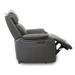 Power Leather Recliner with Adjustable Headrest - Grey Charocal grey Clearance