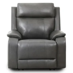 Power Leather Recliner with Adjustable Headrest - Grey Charocal grey Clearance