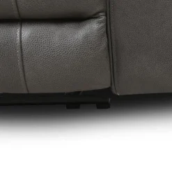 Power Leather Reclining Loveseat with Adjustable Headrests - Grey Charocal grey Clearance