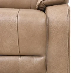 Power Leather Reclining Loveseat with Adjustable Headrests - Taupe Mole Best