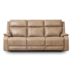 Power Leather Reclining Sofa with Adjustable Headrests - Taupe Mole Discount