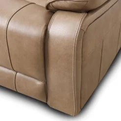 Power Leather Reclining Sofa with Adjustable Headrests - Taupe Mole Discount