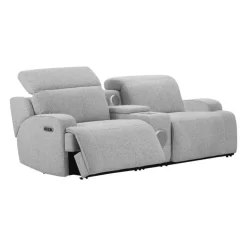 Power Modular Loveseat and Console with Built-In Audio System - 3 pcs Grey Outlet