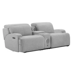 Power Modular Loveseat and Console with Built-In Audio System - 3 pcs Grey Outlet